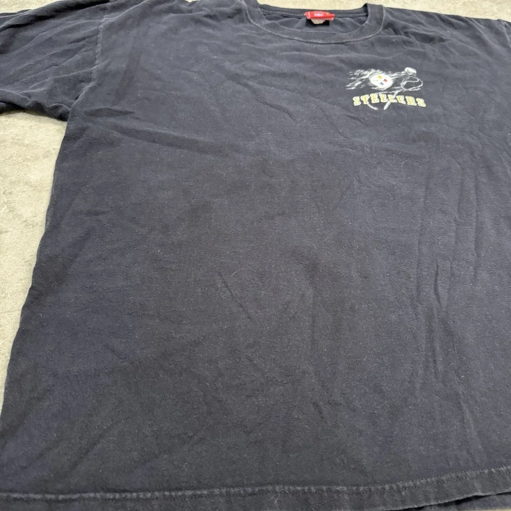 Vintage Pittsburgh Steelers Big Player NFL Football Logo Flag T Shirt 2XL